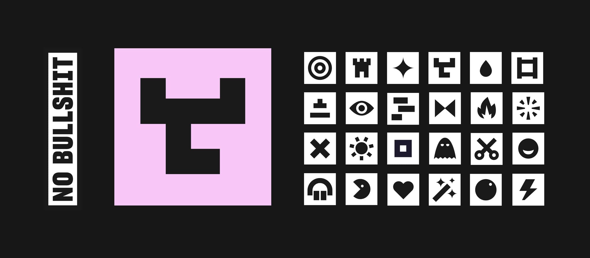 Icons voor No Bullshit merkidentiteit