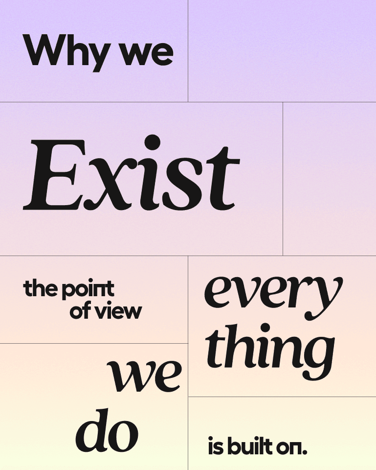 image showing the text" why we exist - the point of view everything we do is built on