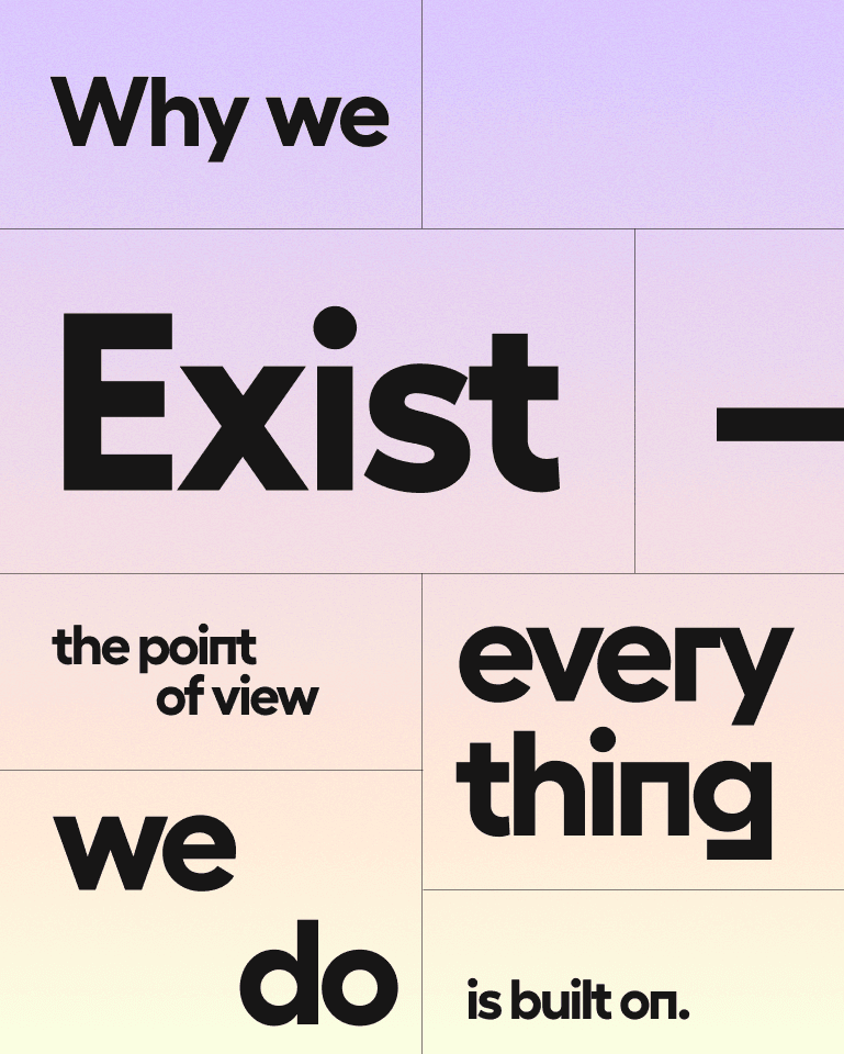 image showing the text" why we exist - the point of view everything we do is built on